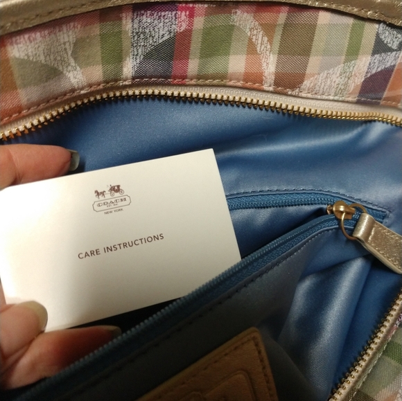New Coach Poppy ‘Madras’ Plaid Signature C Canvas Tote & Billfold Set WoW!!!! - Picture 12 of 14